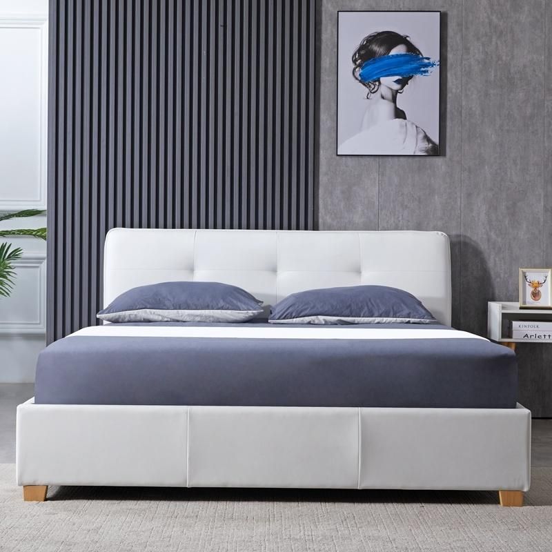 Latest Luxury Modern Simple Bedroom Furniture White PU Leather Double King Size Bed