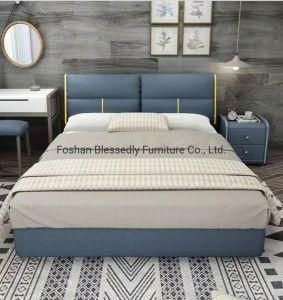 Fabric Bed Modern Bed Solid Wood Bed Frame Wooden Linen Bed