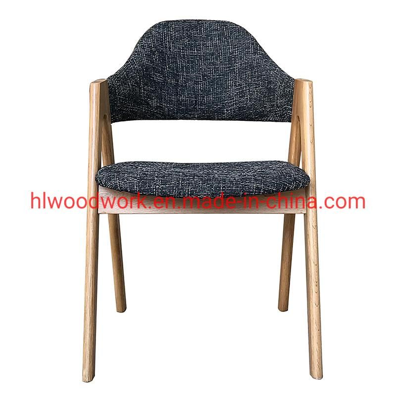 Oak Wood Tai Chair Oak Wood Frame Natural Color White Fabric Cushion and Back Dining Chair Coffee Shop Chair Garden Chair