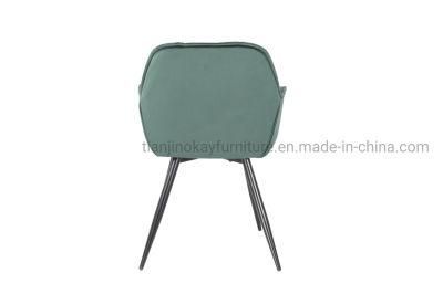 Modern Furniture High Back Solid Wood Velvet Fabric Upholstered Design Dining Room Chair