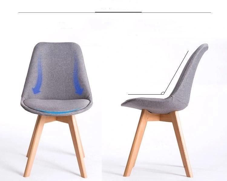 Colorful Upholstered Fabric Wooden Legs Tulip Dining Chair