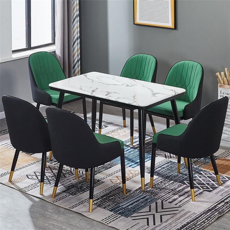 Leisure Restaurant Living Room Leather Modern Tufted Upholstered Dining Chairs with Arms