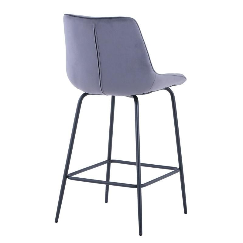 China Furniture Cafe Restaurant Nordic Kitchen Cheap Metal Counter High Modern Stool Velvet Fabric Bar Chair