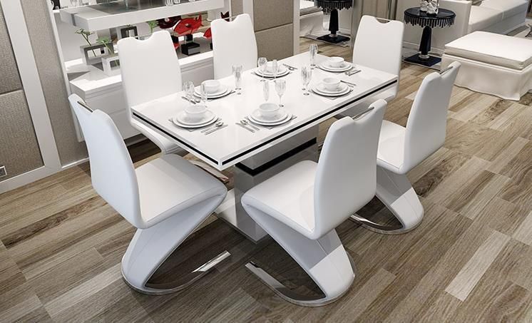 Modern Contracted Banquet White Luxury Furniture PU Metal Dining Chair