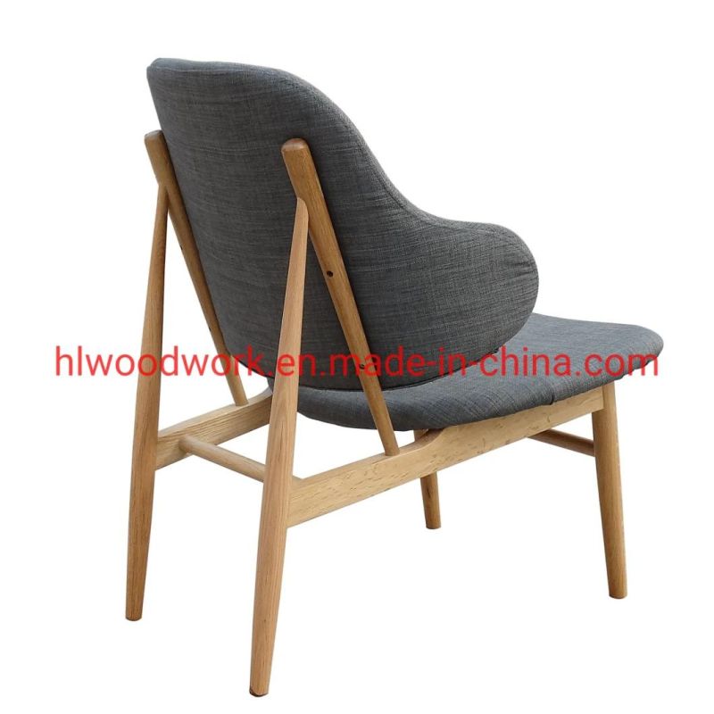 Grey Fabric Back and Cushio Arm Chair with Natural Aok Wood Frame Living Room Coffee Shop Armchair Office Chair Resteraunt Sofa