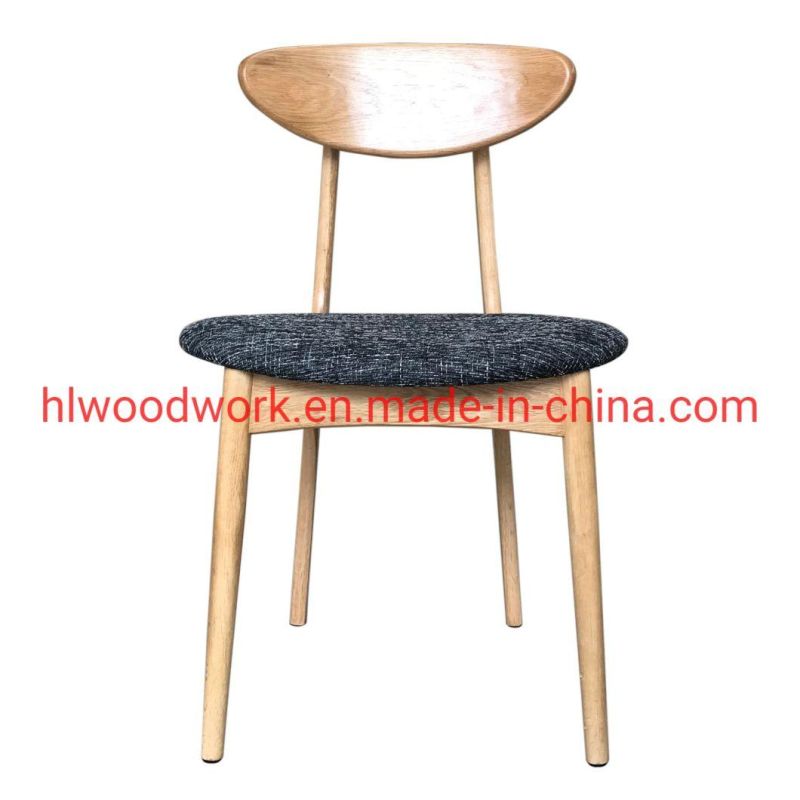 Dining Chair Oak Wood Frame Natural Color Fabric Cushion Grey Color B Style Wooden Chair Furniture Living Room Chair