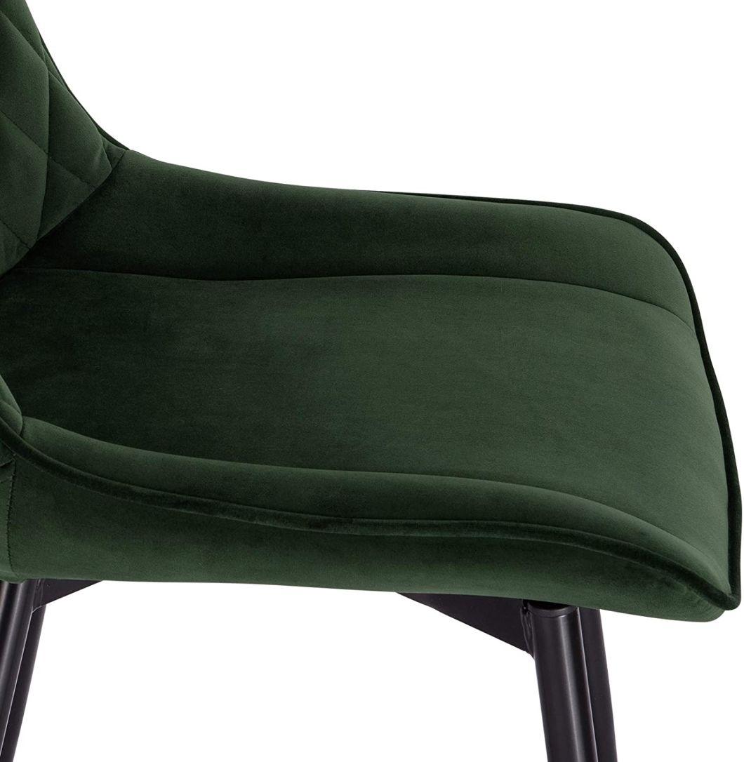 Kitchen Chairs Dark Green with Solid Metal Legs and Backrest & Soft Velvet Seat for Lounge Office Dining Kitchen Chair