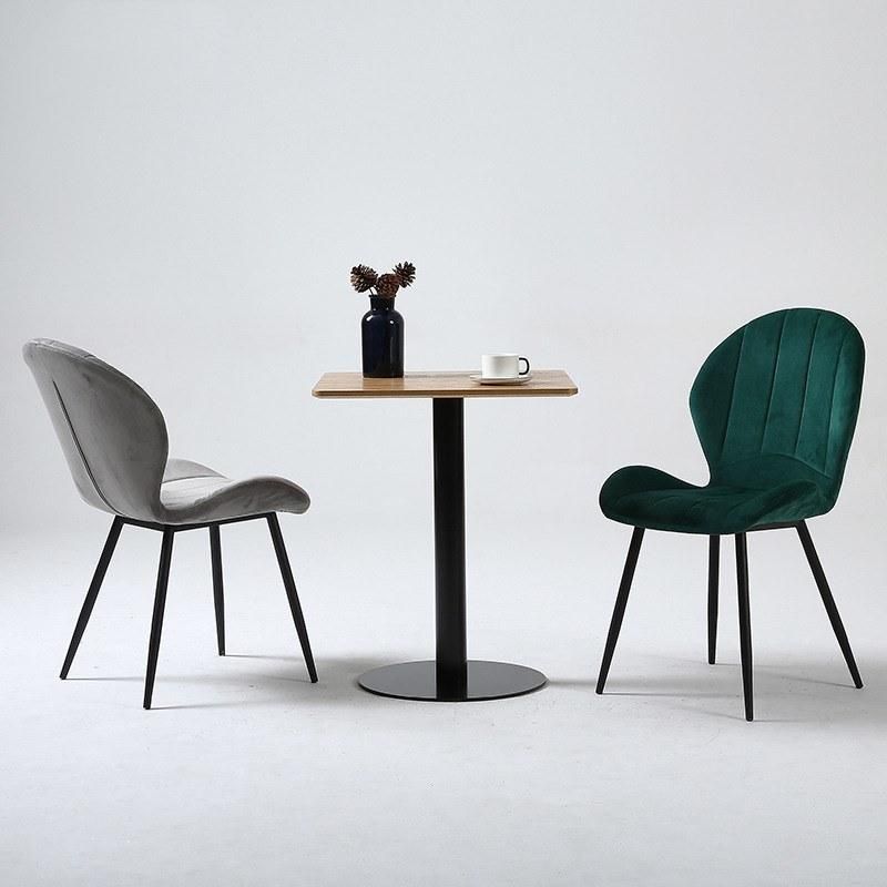 Simple Fashion Upholstery Velvet Dining Chairs with Steel Leg