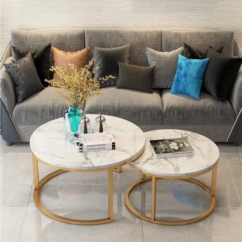 Modern Style Designs Cafe Table Luxury Dining Room Furniture Marble Top Stainless Steel Legs Table and Chair Sets Marble Coffee Table