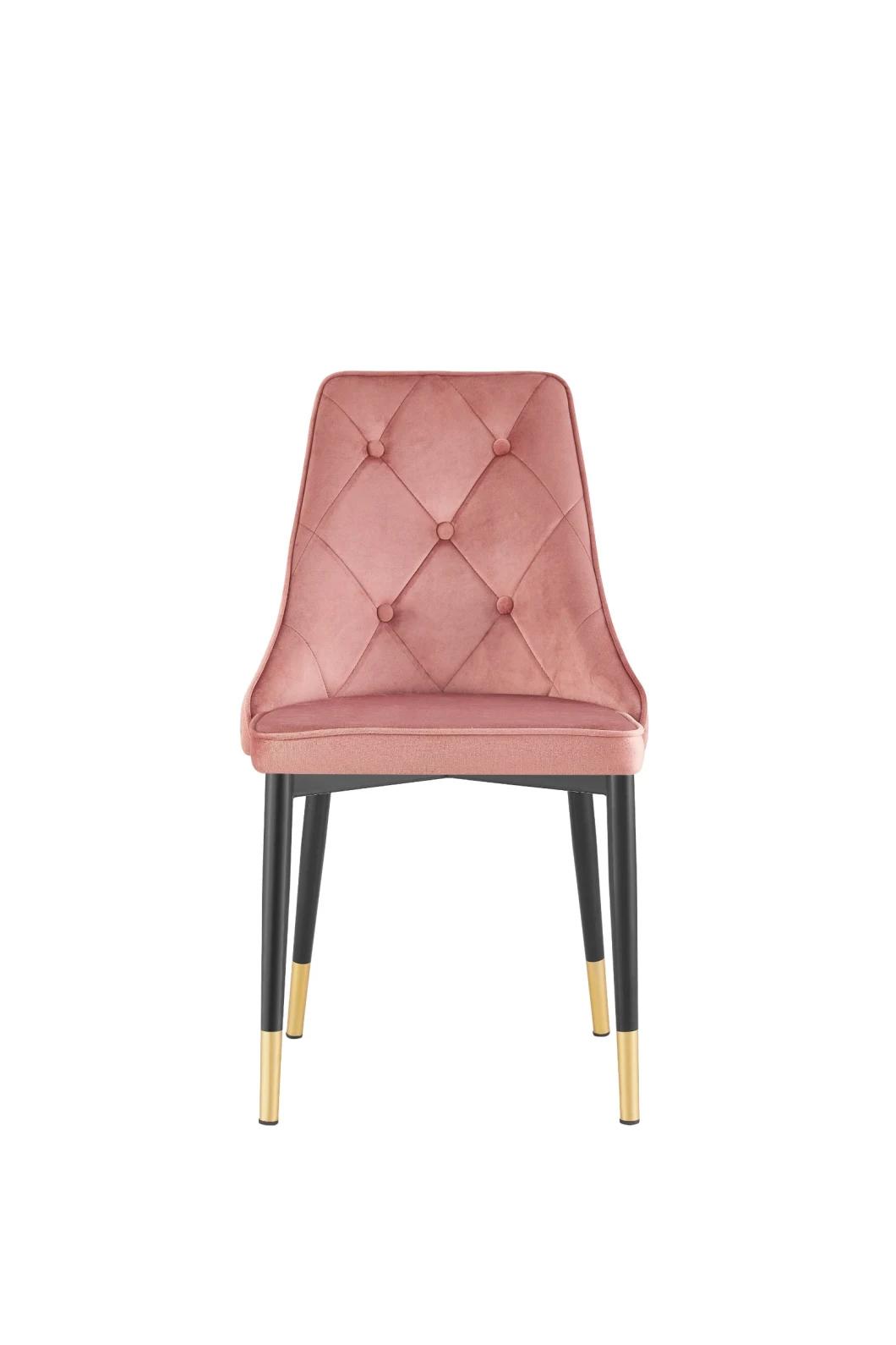 Modern Design Simple Style Velvet Metal Leg Dining Chair for Home, Cafe, Hotel