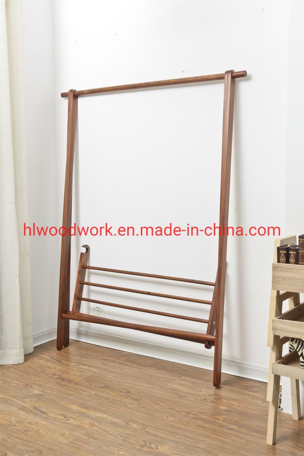 Beech Wood Stand Coat Rack Stand Hanger Foyer Furniture Brown Color Fence Style Living Room Coat Rack Office Furniture