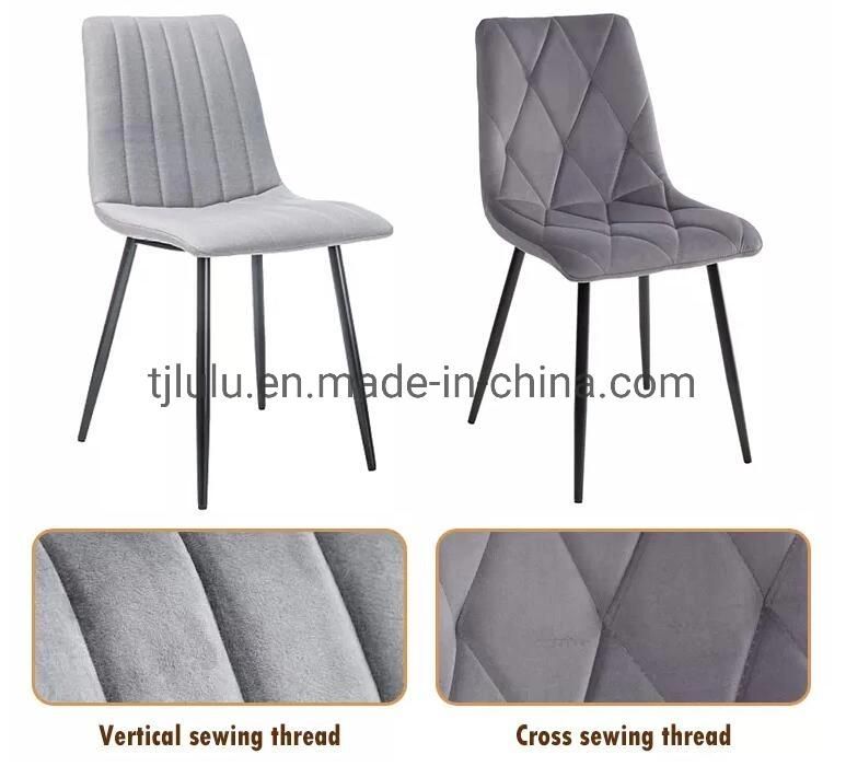 Modern Upholstered Leather Metal Chairs Fabric Leather Italian Designer Velvet Iron Frame Dining Chair