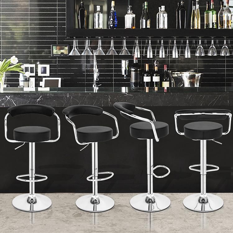 Wholesale Adjustable Bar Chair Swivel High Nordic Leather Modern Bar Chair with Metal Leg