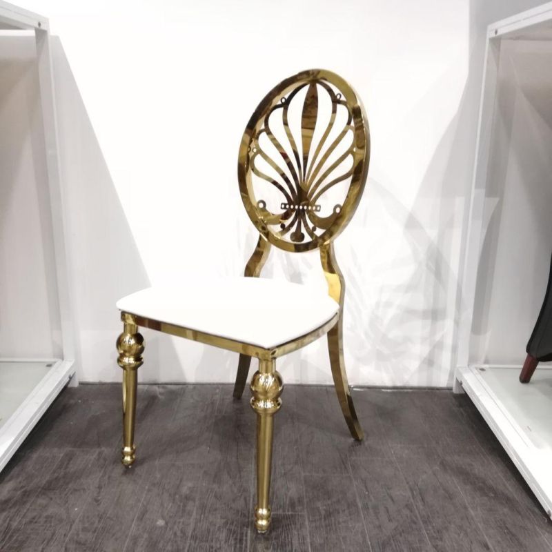 Modern Style Gold Stainless Steel Wedding Furniture Leather Dining Chair