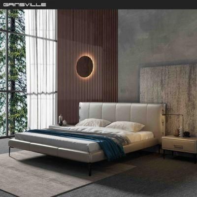 Top Seller Modern Bedroom Furniture Leather Upholstery Bed in Italy Style