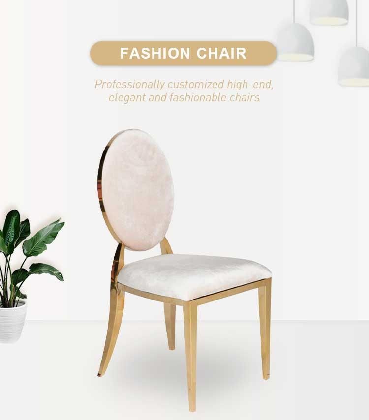 Metal Frame Fabric Antique Furniture White Round Back Dining Chair