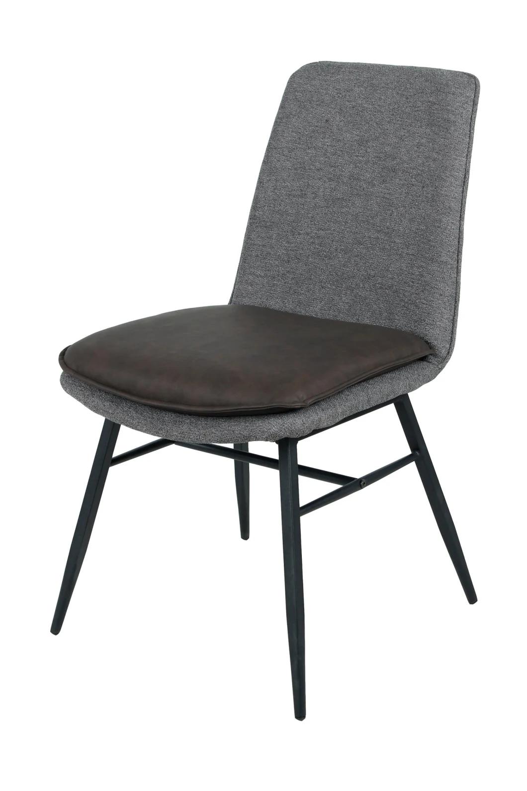 Modern Simple Design Hotel Restaurant Cafe Furniture Fabric Back PU Leather Upholstered Dining Chair