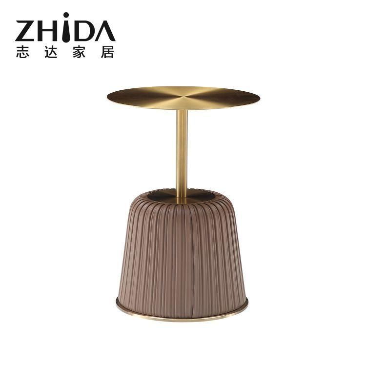 Modern Marble Top Bedside Table Living Room Home Furniture Luxury Stainless Steel Leg Flower Shape Sofa Side Table