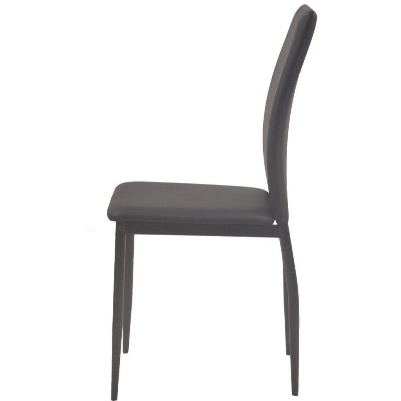 Modern Style Restaurant Furniture Metal Frame Legs Navy Blue Fabric Dining Chair