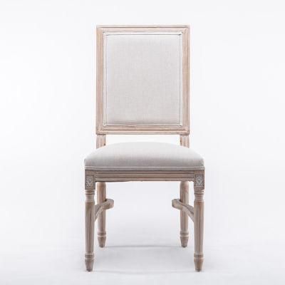 Kvj-Eb01 French Square Wooden Fabric Louis Bar Stool