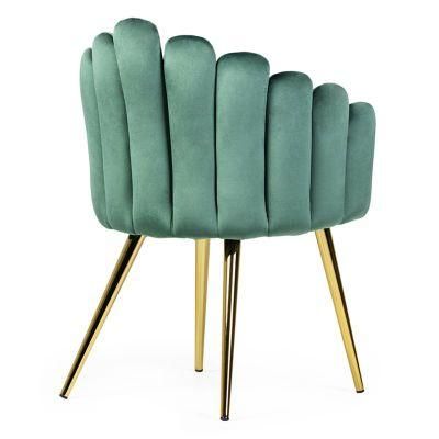 Hot Sale Modern Furniture Velvet Gold Legs Fabric Dining Chair