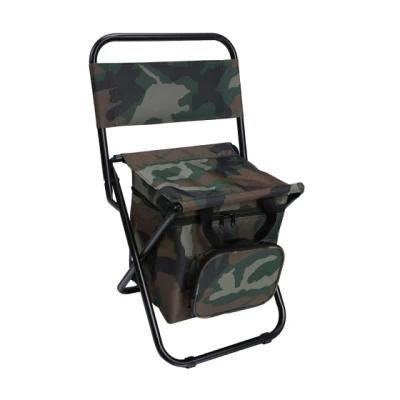 Camping Chair with Cooler Bag Compact Fishing Stool for Beach Outdoor Picnic