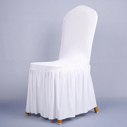 Amazon Hot Selling Wholesale Good Quality Polyester Fabric Skirt Chair Covers Decorative Spandex High Back Chair Cover for Wedding Banquet Party