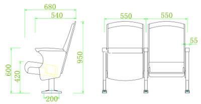 Jy-905 Lecture Hall Church Wooden Seat Folding Fabric Theater Chair