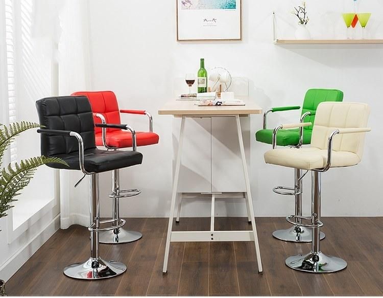 2021 Hot Sale Sillas De Bar Restaurant Chair Bar Stool PU Leather Swivel Bar Chair with Armrest