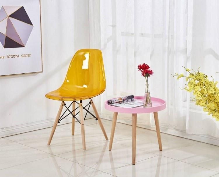 Minimalist Living Room Side Corner Table Wooden Legs Plastic Top Coffee Nest Table for Home