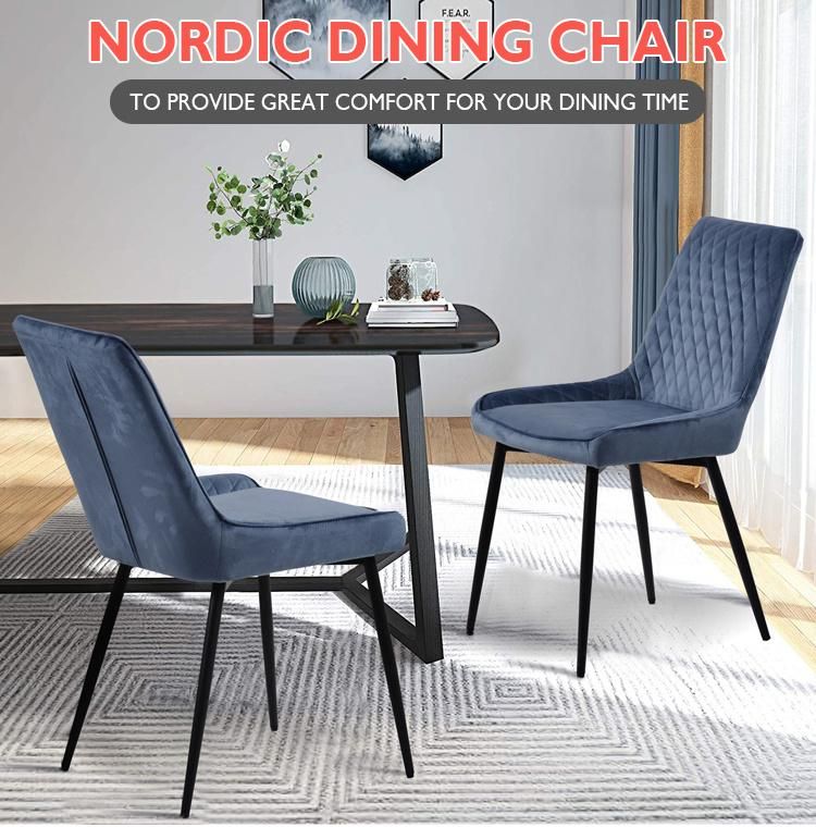 Modern Dining Room Furniture High Back Fabric Dining Chair with Metal Tube Leg