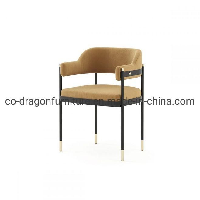 Modern High Quality Metal Fabric Leisure Dining Chair with Arm