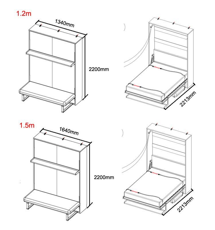 Wall Mounted Modern Transformable Folding Wall Bed with Sofa