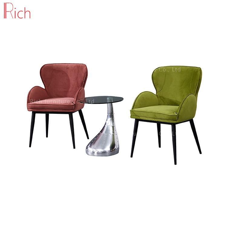 Modern Furniture Fabric Dinning Chair Restaurant Stainless Steel Legs Red Velvet Leisure Chair