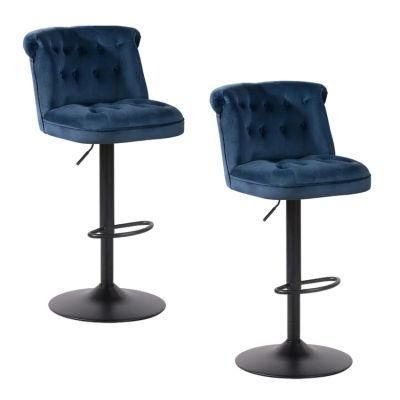 Bar Chair Home Tall Nordic Metal Luxury Velvet Kitchen Chair High Modern Stools Chair Bar Furniture Chair for Bar Table