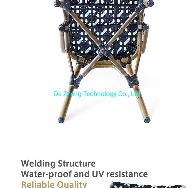 High Quality Rattan Outdoor Restaurant Flower Woven PE Rattan Paris Bistro Dining Chair