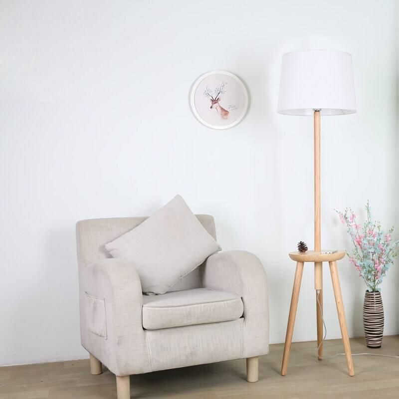 Home Lighting Fabric Lamp Shade Wooden Standing Chinese Floor Lamp (WH-WFL-11)