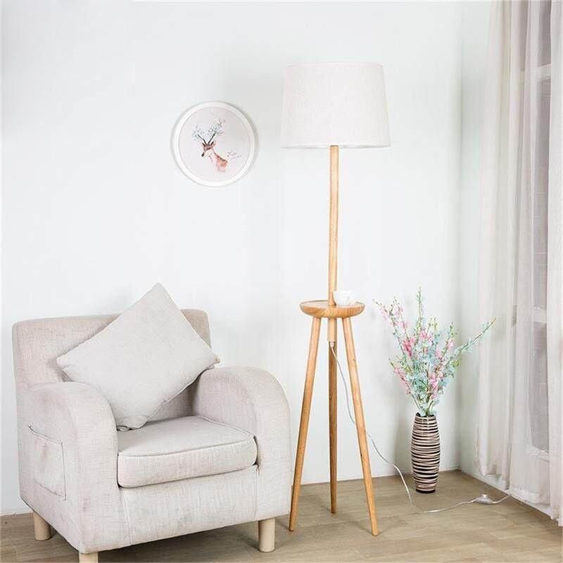 Home Lighting Fabric Lamp Shade Wooden Standing Chinese Floor Lamp (WH-WFL-11)