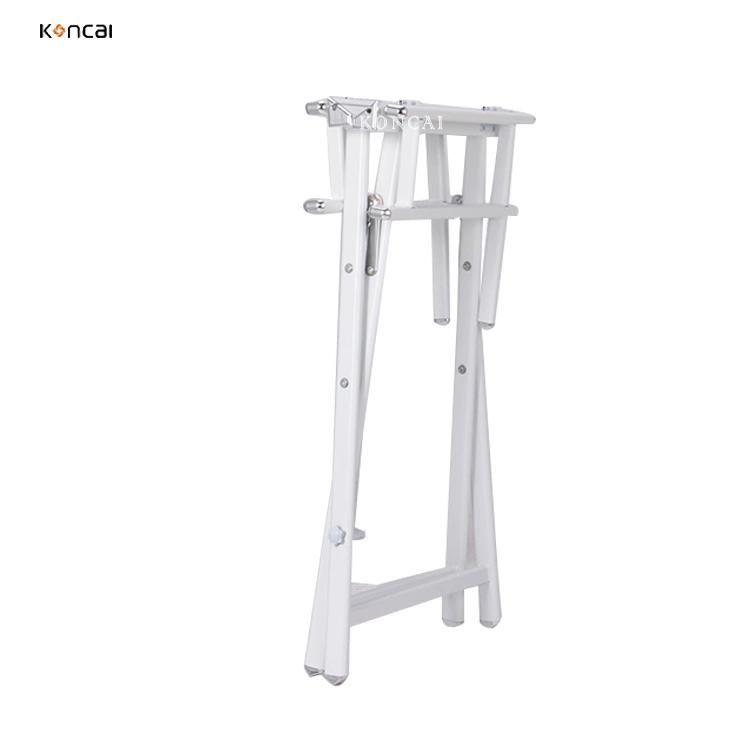 Koncai Pure White Fabric Aluminium Makeup Folding Chair for Hairdressers Make up Artist