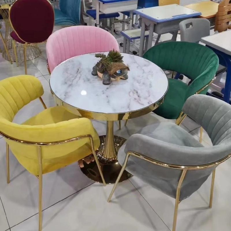 Small Bedroom Table Chair Modern Fabric Metal Leg Dinner Chair