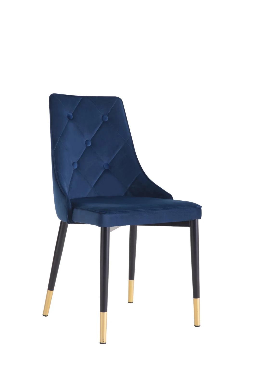 Modern Design Simple Style Velvet Metal Leg Dining Chair for Home, Cafe, Hotel