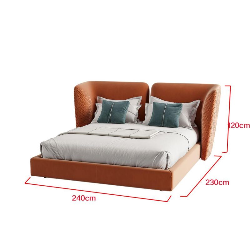 Stylish Nordic Design high End Modern Double Queen King Size Upholstered Bed with Metal Leg Bedroom Furniture Set