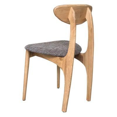 Dining Chair Oak Wood Frame Natural Color Fabric Cushion Grey Color B Style Wooden Chair Furniture Office Chair