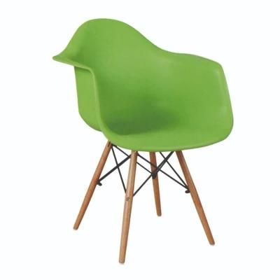 Sillas De Comedor Armrest Home Furniture Side Chair Plastic EMS Dining Chair with Wooden Leg