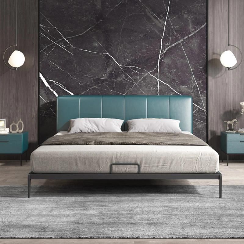 New Design Modern Upholstery Bed with Headboard Bedroom Double King Upholstery Bed