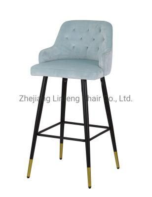 Wholesale New Designer Bar Furniture Fabric Vintage High Back Restaurant Black Bar Chair