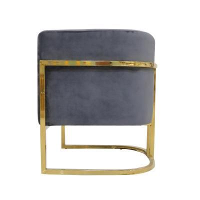 Wholesale Home Furniture Classical Velvet Single Mini Sofa Gold Chrome Metal Frame Restaurant Bedroom Chair