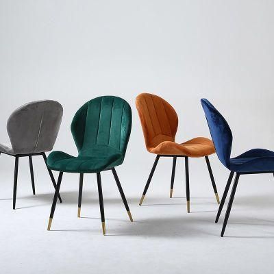 Nordic Design Upholstery Velvet Dining Room Chairs with Steel Leg