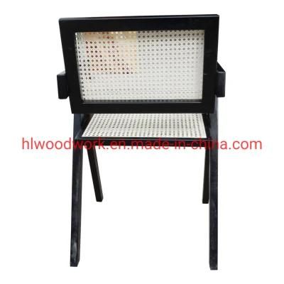 Naturral Rattan Chair with Black Color Ash Wood Frame K Style Dining Chair Leisure Chair Hotel Chair