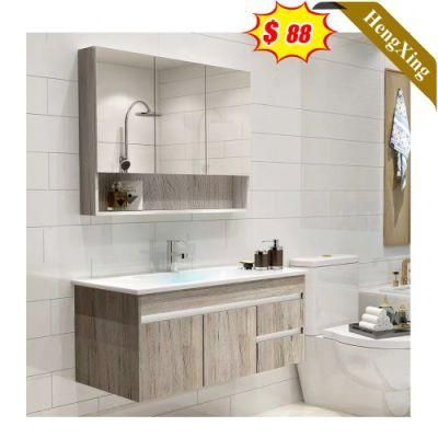 Wall Mounted Bathroom Vanity Cabinet with Modern Simple Metal Leg and Glass Mirror